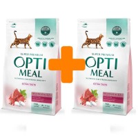 Акция Optimeal High in Veal для кошек с телятиной 700г+700г