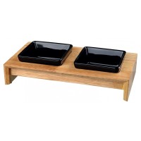 Підставка Trixie Bowl Set з 2 мисками для собак, кераміка та дерево, 0.2 л (24820)
