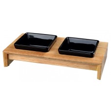 Подставка Trixie Bowl Set с 2 мисками для собак, керамика и дерево, 0.2 л (24820)