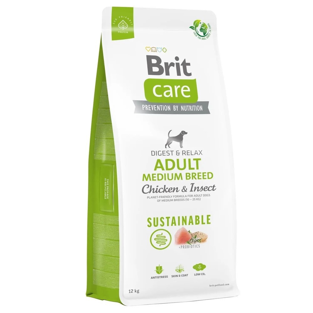 Brit Care Dog Sustainable Adult Medium Breed Chicken з куркою та комахами 12 кг