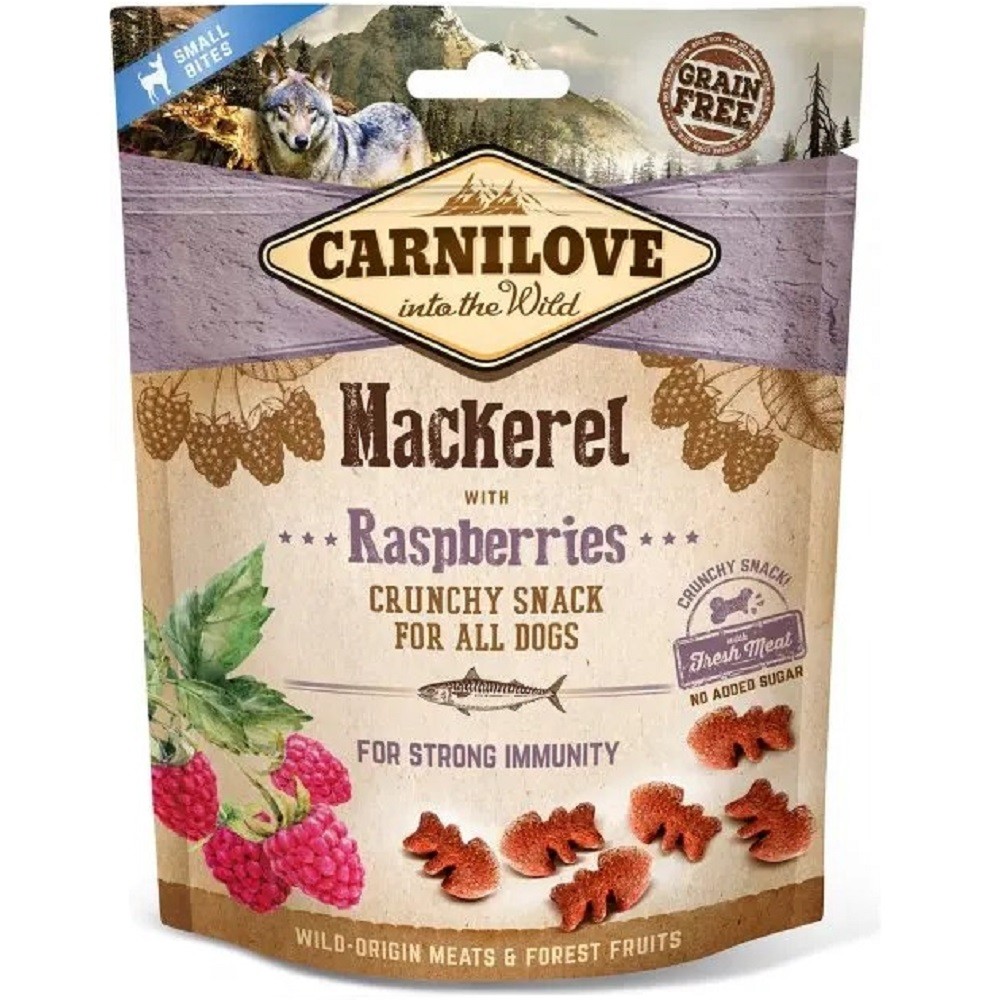 Ласощі для собак Carnilove Dog Crunchy Snack, скумбрія та малина 200 (100409/8875)