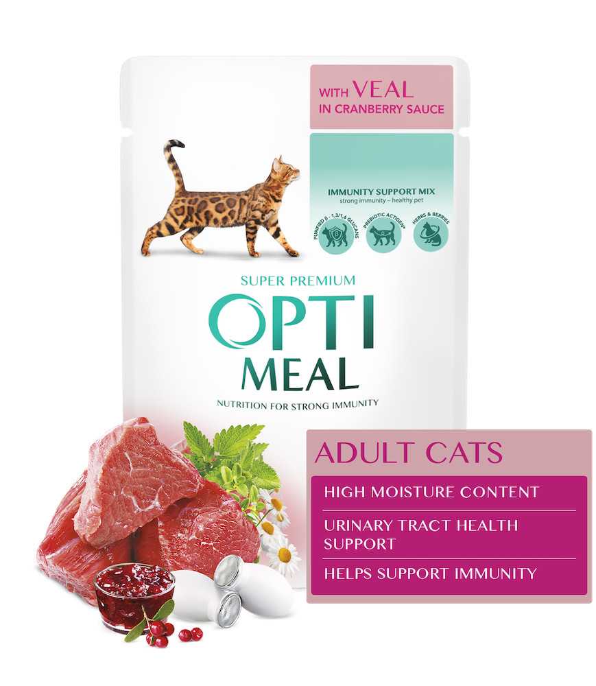 Optimeal Veal in Cranberry з телятиною в журавлинному соусі для кішок 85 г
