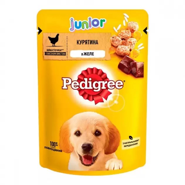 Pedigree junior Сhicken пауч для щенков с курицей в желе 24*100 г