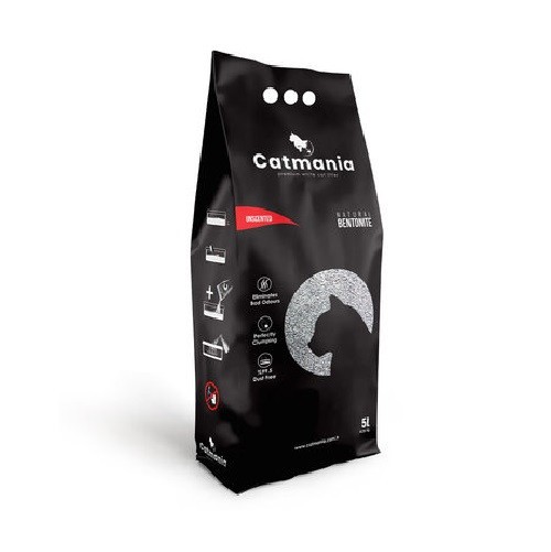 Бентонитовый наполнитель Catmania для кошек натуральный белый комкующий 10л, 8.5кг