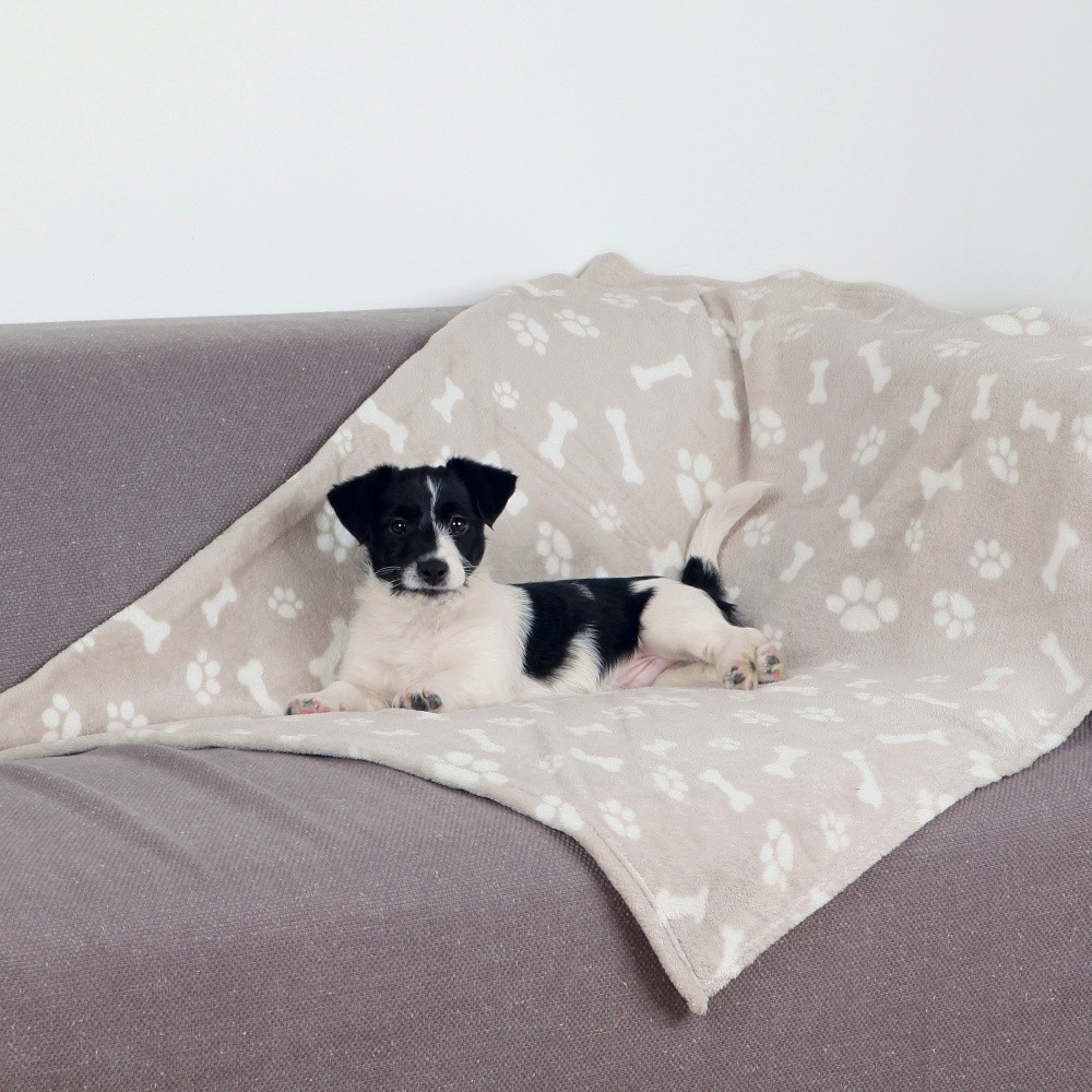 Коврик Trixie Kenny Blanket плюшевый, бежевый с принтом, 100х150 см (37167)