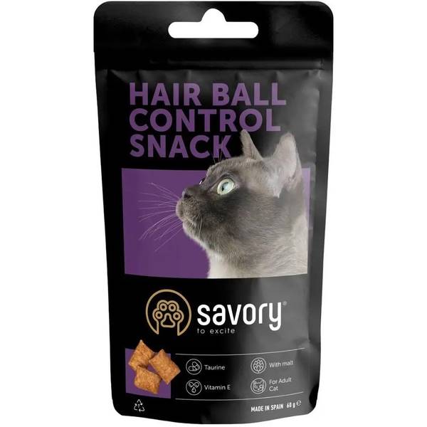 Лакомство для котов Savory Snack Hair-ball для выведения шерсти, 60 г (31485)